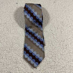Ted Baker Men's Neck Tie 100% Silk Blue Brown Polka Dot Designer Tie